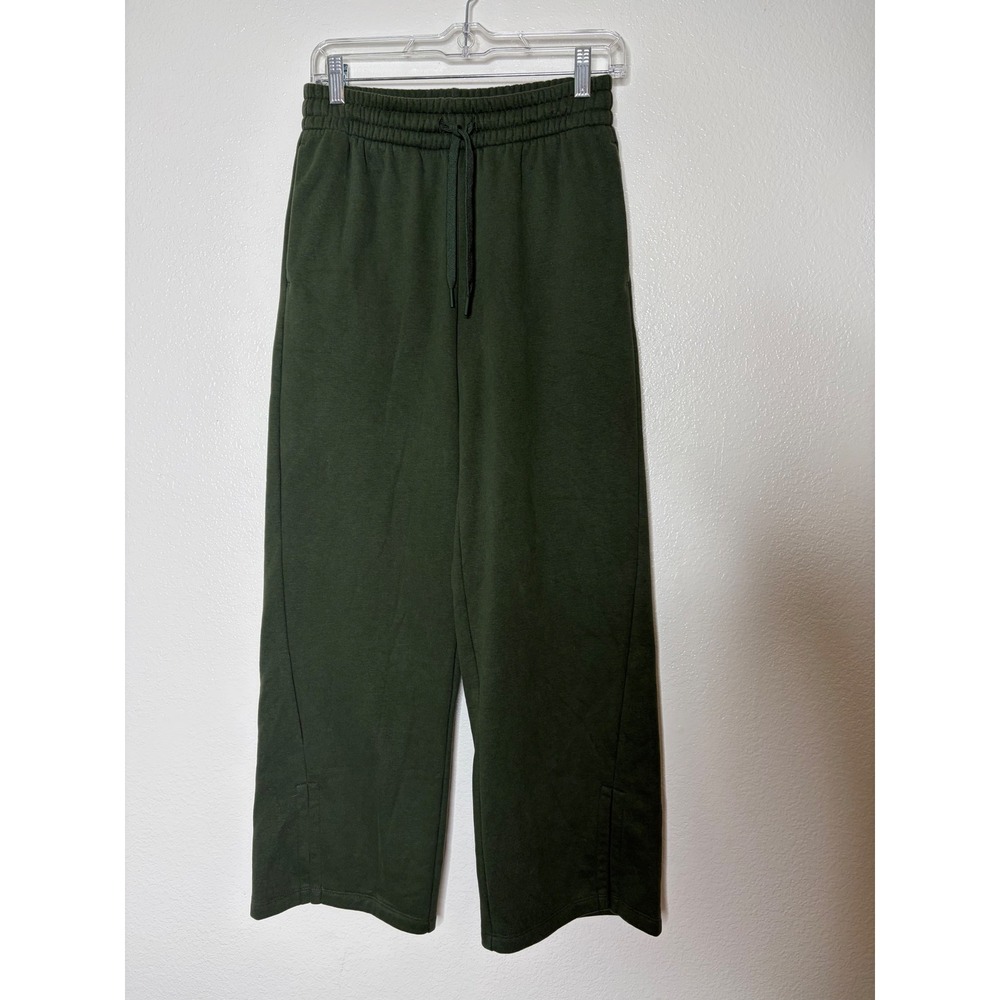 Beyond Yoga Women Green Wide Leg Sweatpants XS-S Drawstring Fleece Lounge